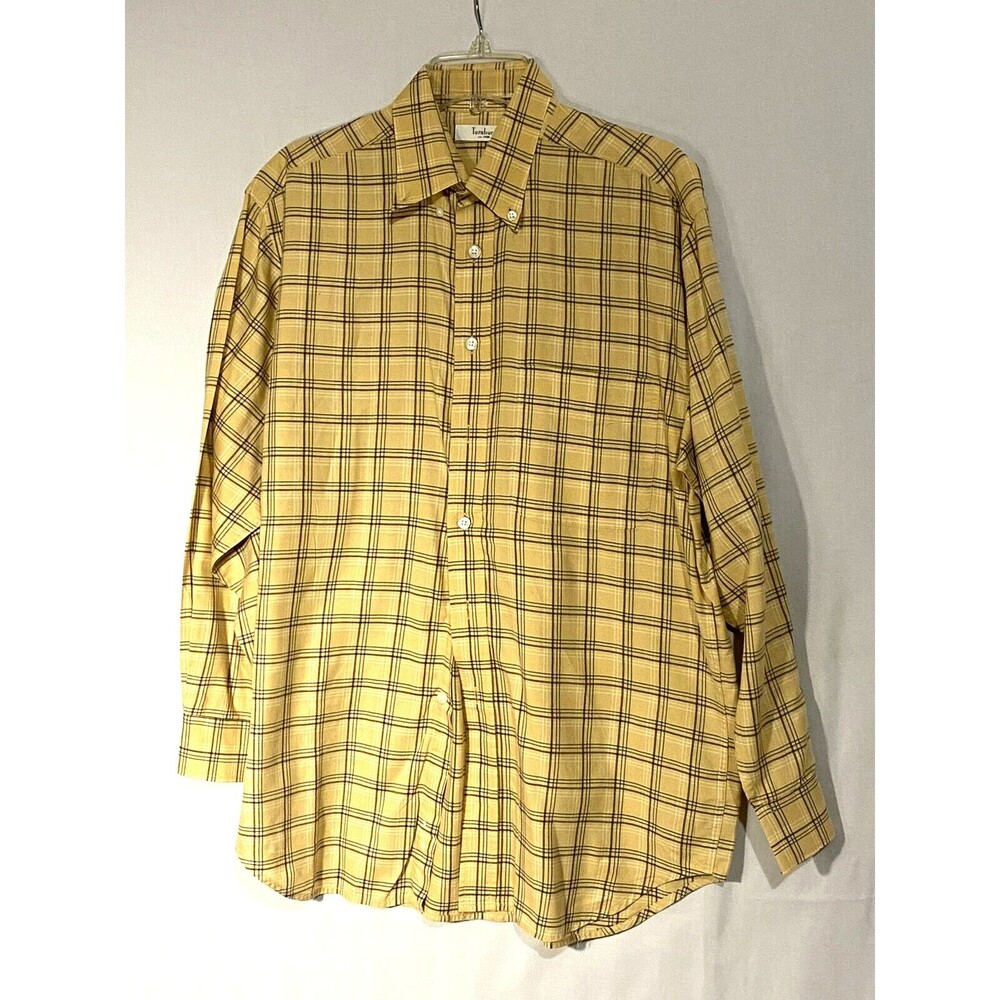 Turnbury Brown Plaid Shirt Mens M Preppy Button Down Cotton Long Sleeve